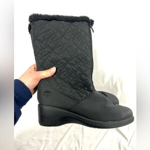 TOTES Jonie Snow Boots Black Quilted Fur Waterproof Women’s Size 11